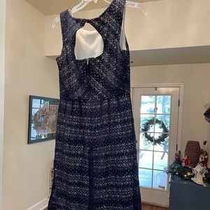 Navy blue dress with white underlay size 8